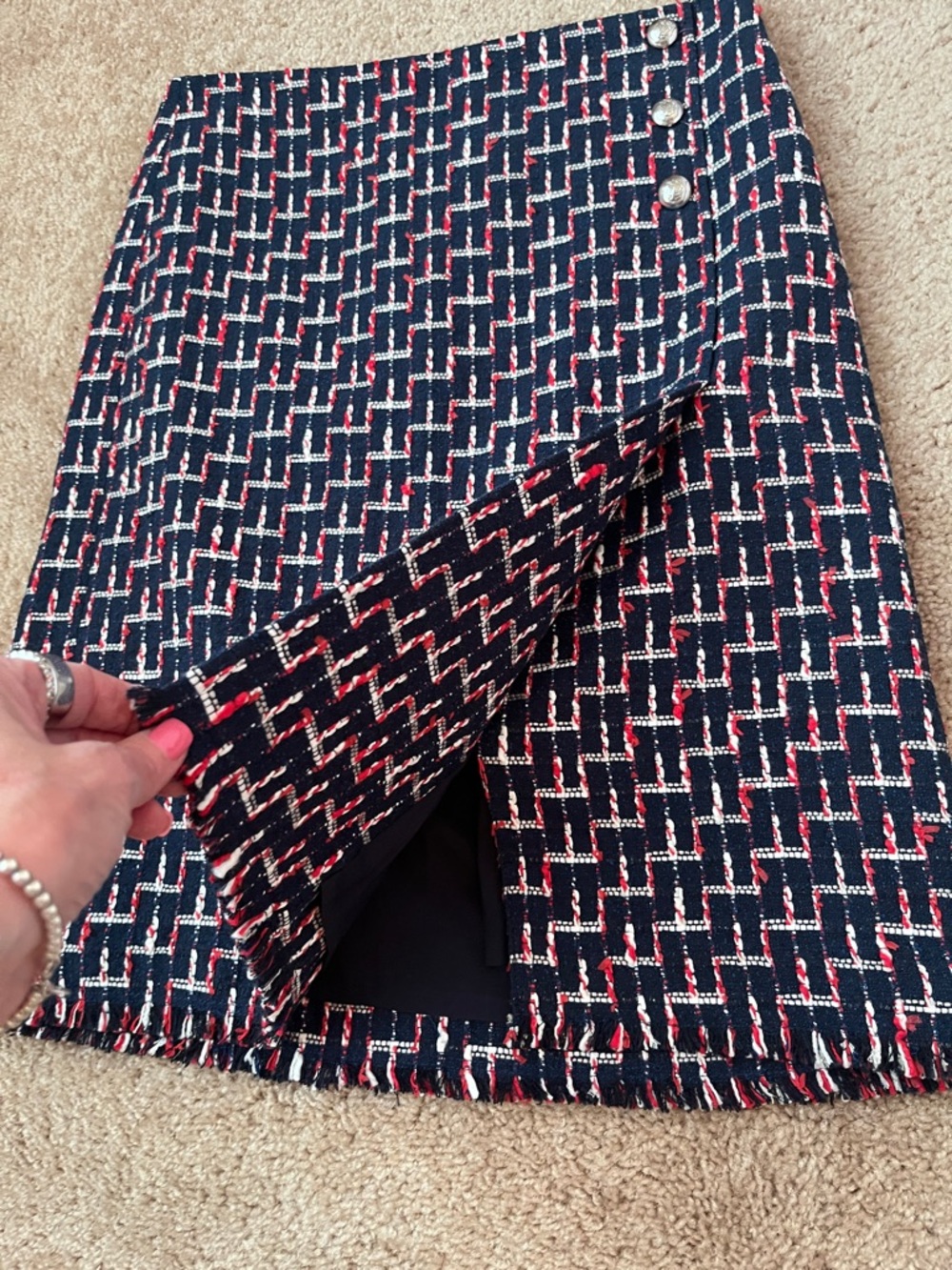 Talbots Tweed Fringe Skirt - Picture 5 of 10